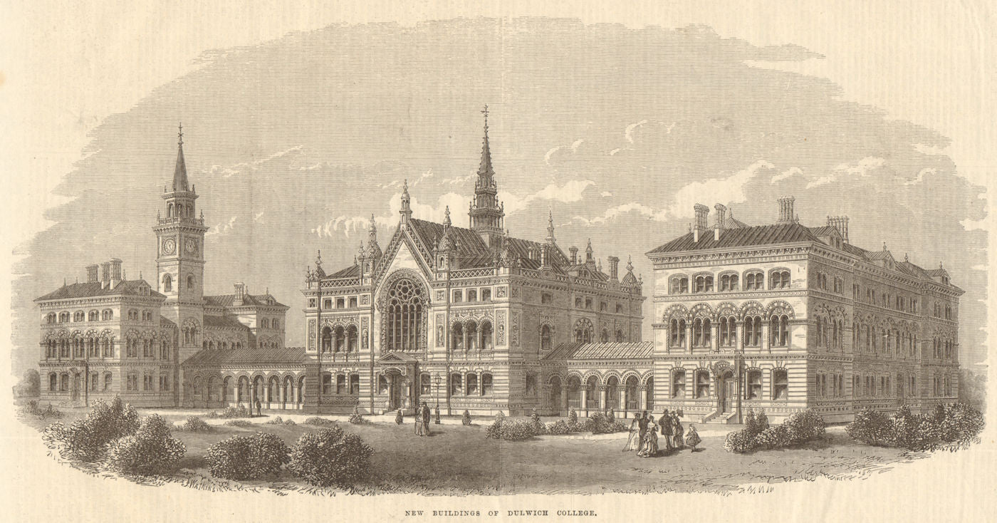 New buildings of Dulwich College. London. Education 1869 old antique print
